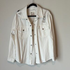 Stoosh Vintage Denim White Distressed Jacket Women’s XL